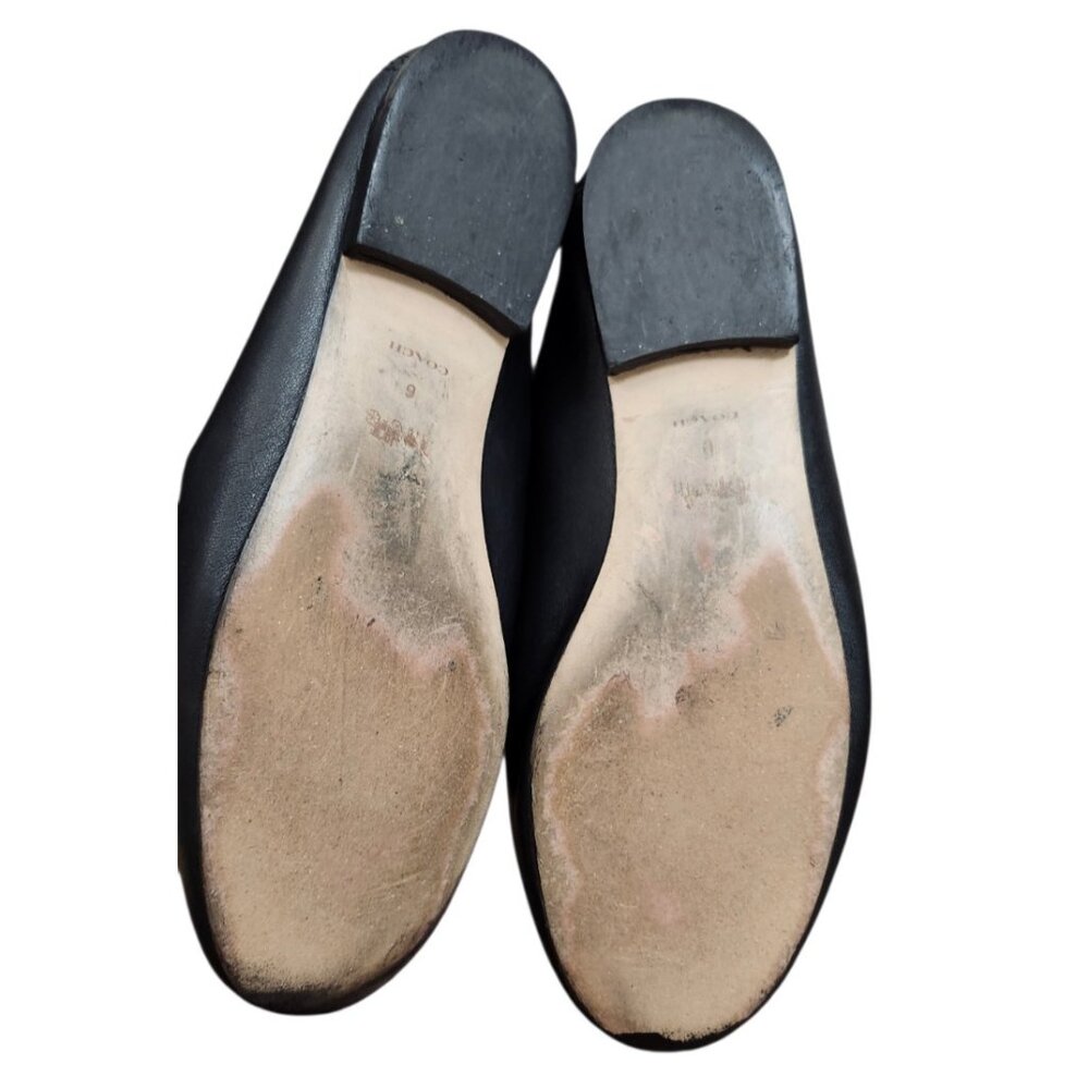Coach Leather Loafers Womens 6 Black Horsebit Slip On Flats Classic - Picture 9 of 11